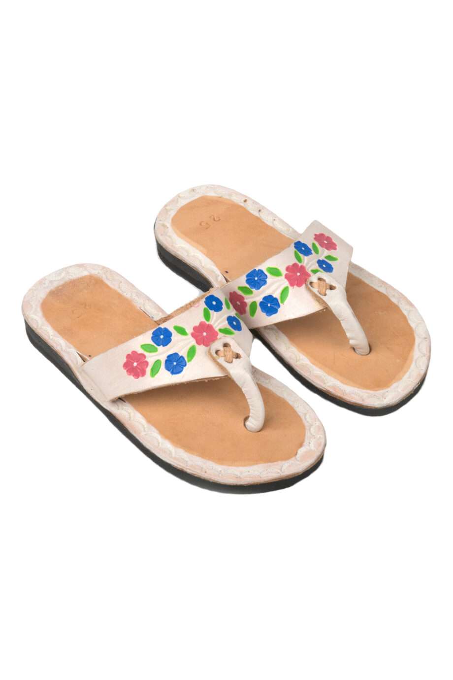 flor white leather flipflop kids small