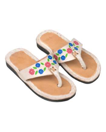 flor white leather flipflop kids xsmall