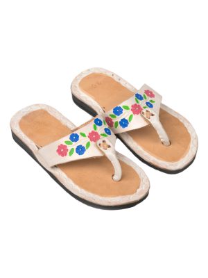 flor white leather flipflop small