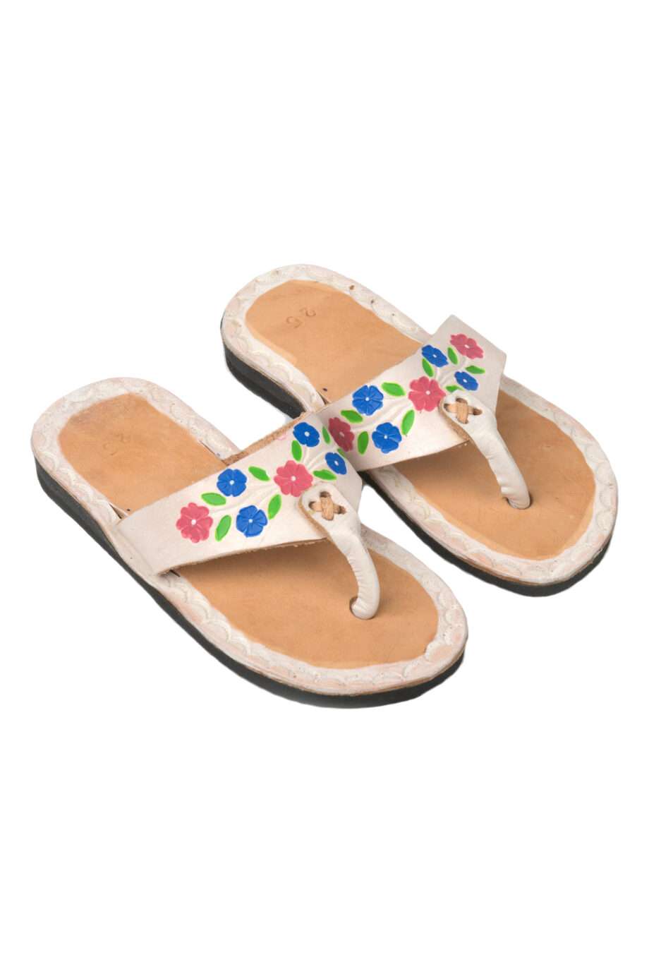 flor white leather flipflop small