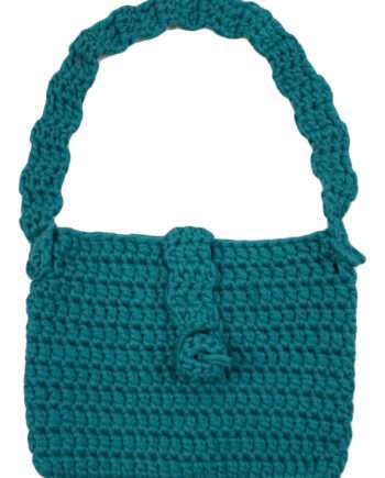 granny sea blue crochet cotton bag