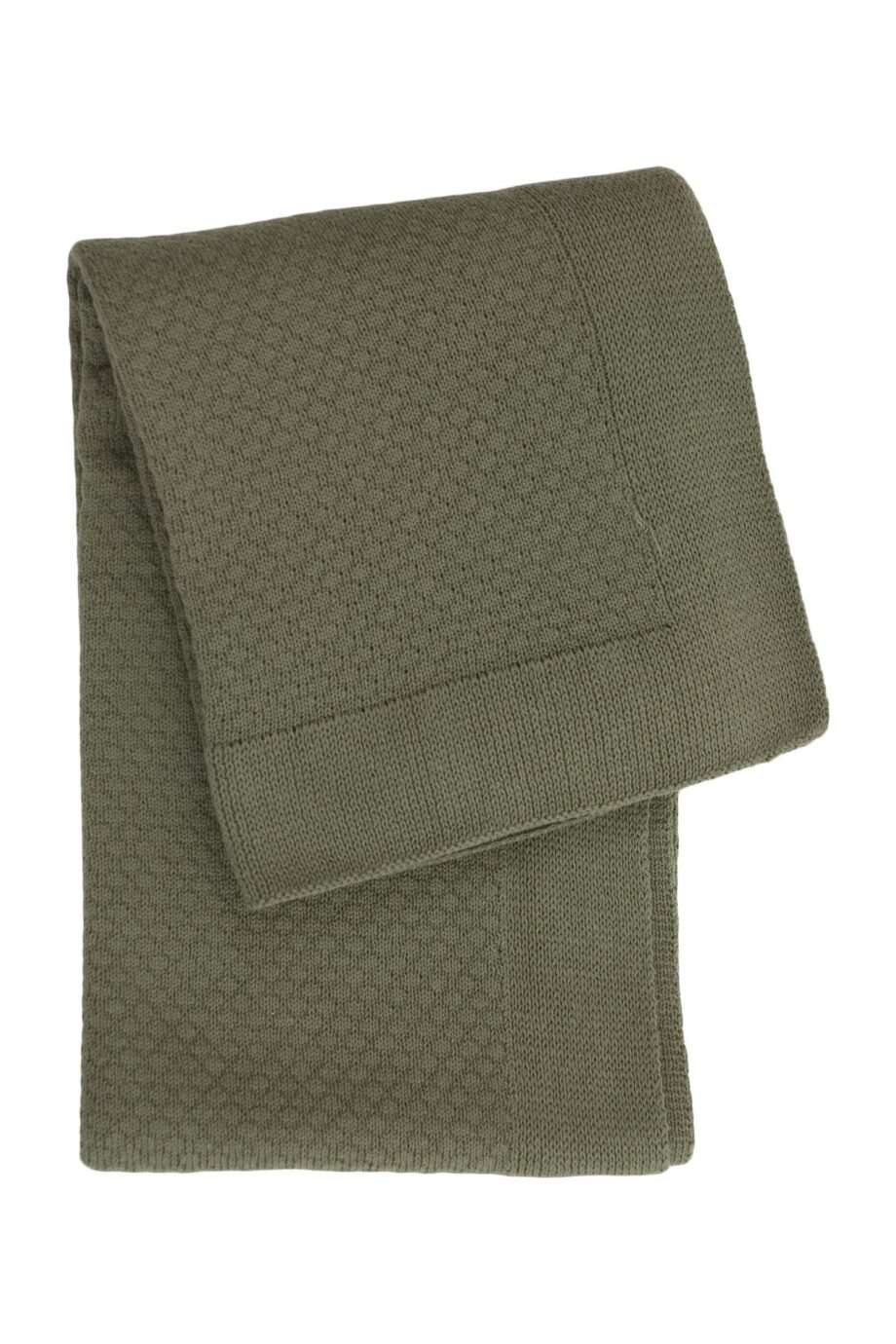 liz olive green knitted cotton little blanket small