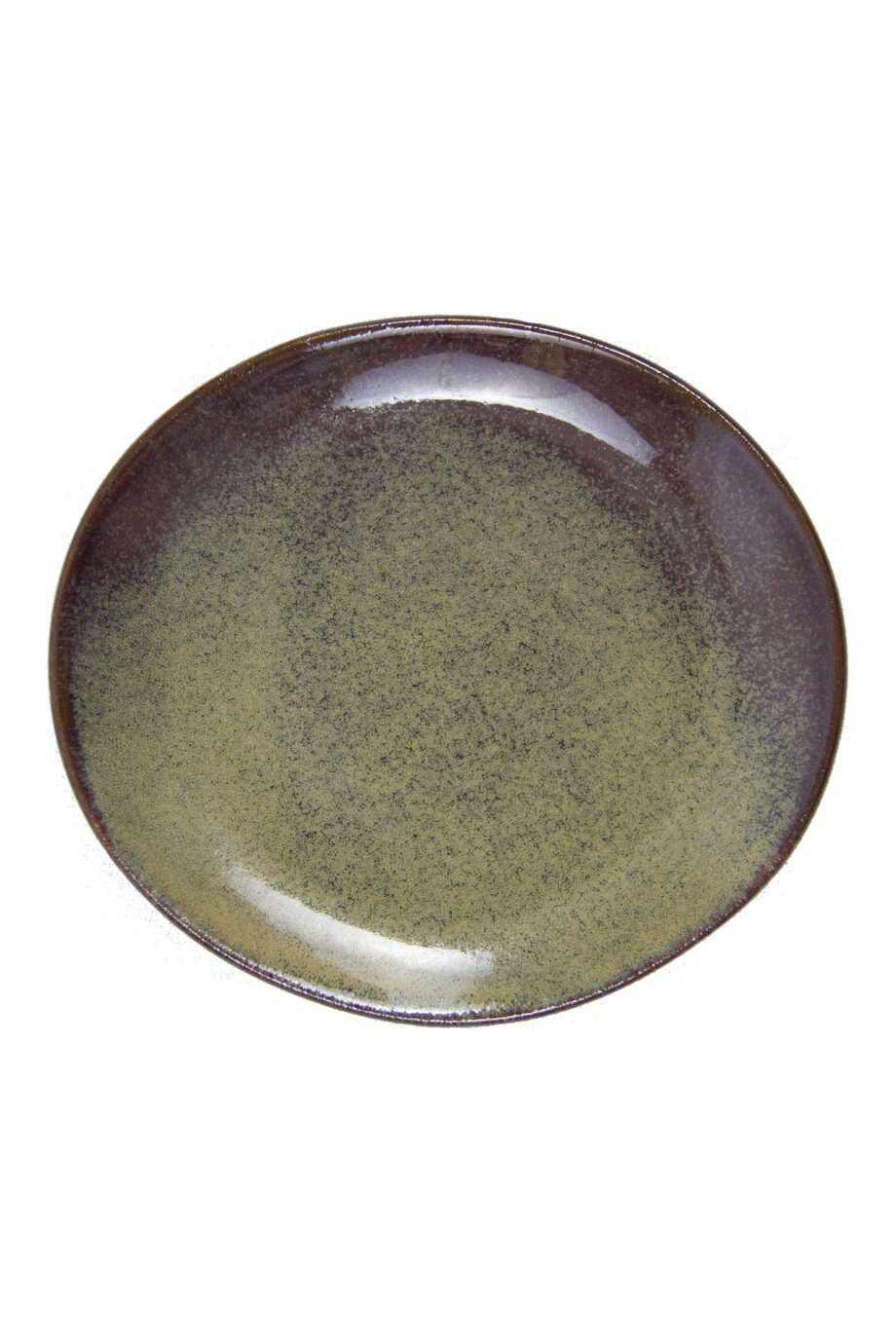 oval dessert plate ochre glaze ceramic small