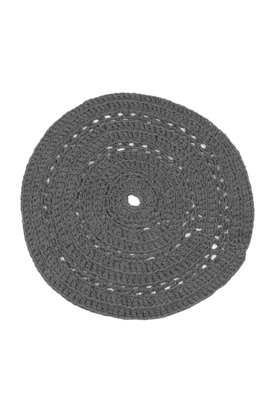 peony anthracite crochet cotton floor mat small