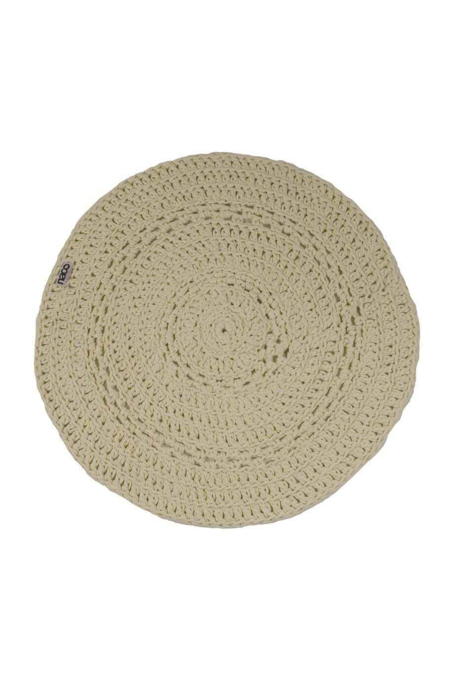 peony ecru crochet cotton floor mat small