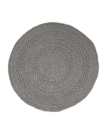 peony grey crochet cotton floor mat small
