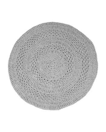 peony light grey crochet cotton floor mat small