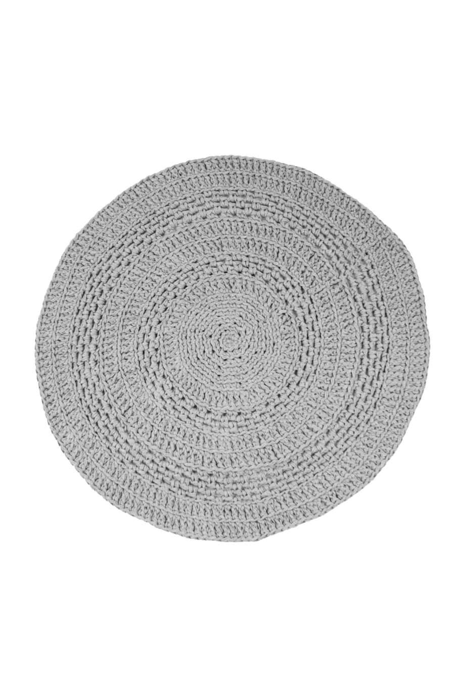 peony light grey crochet cotton floor mat small