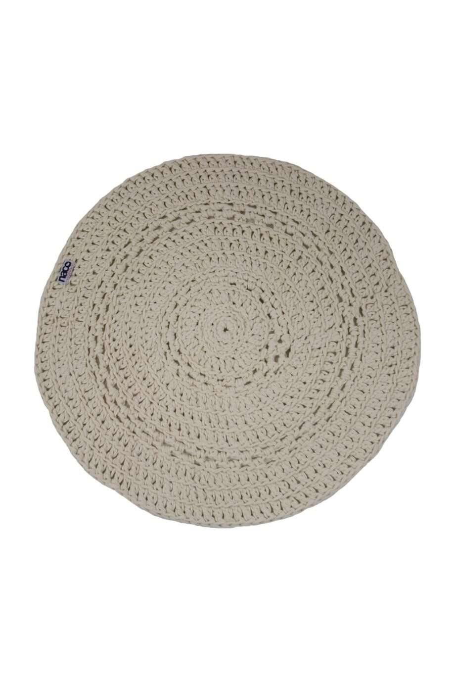 peony linen crochet cotton floor mat small