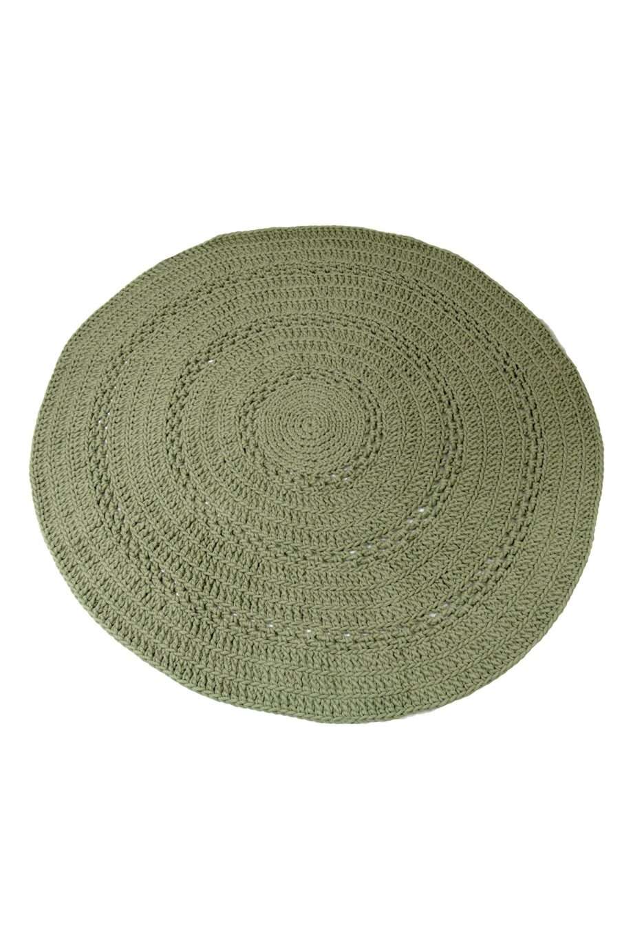 peony olive green crochet woolen rug xlarge