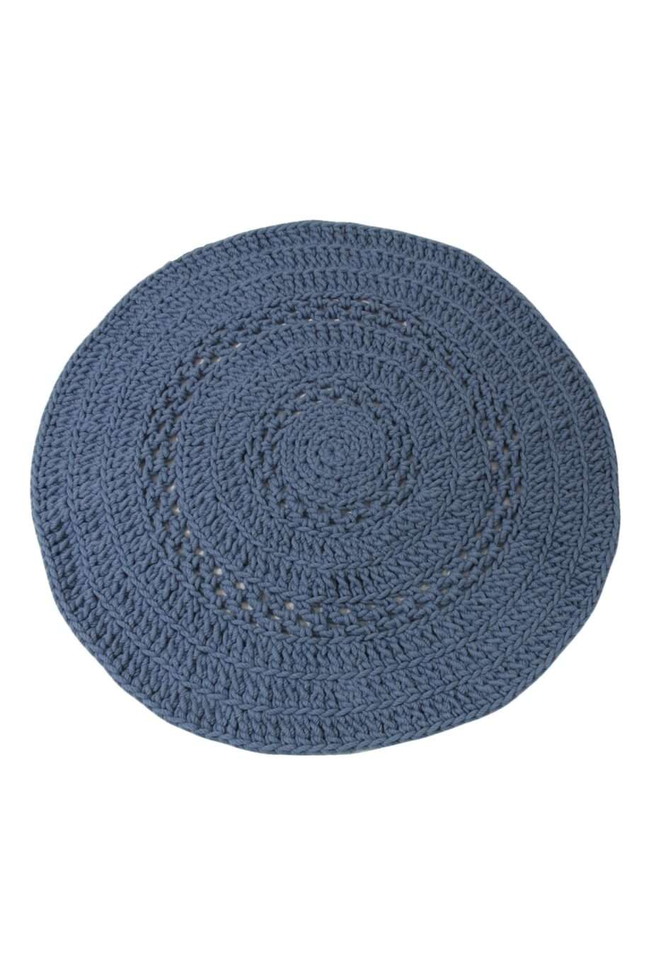 peony petrol crochet woolen rug large