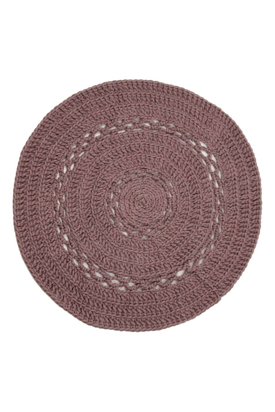 peony violet crochet woolen rug large