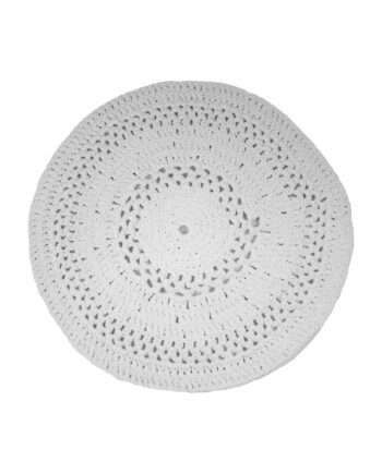 peony white crochet cotton floor mat small
