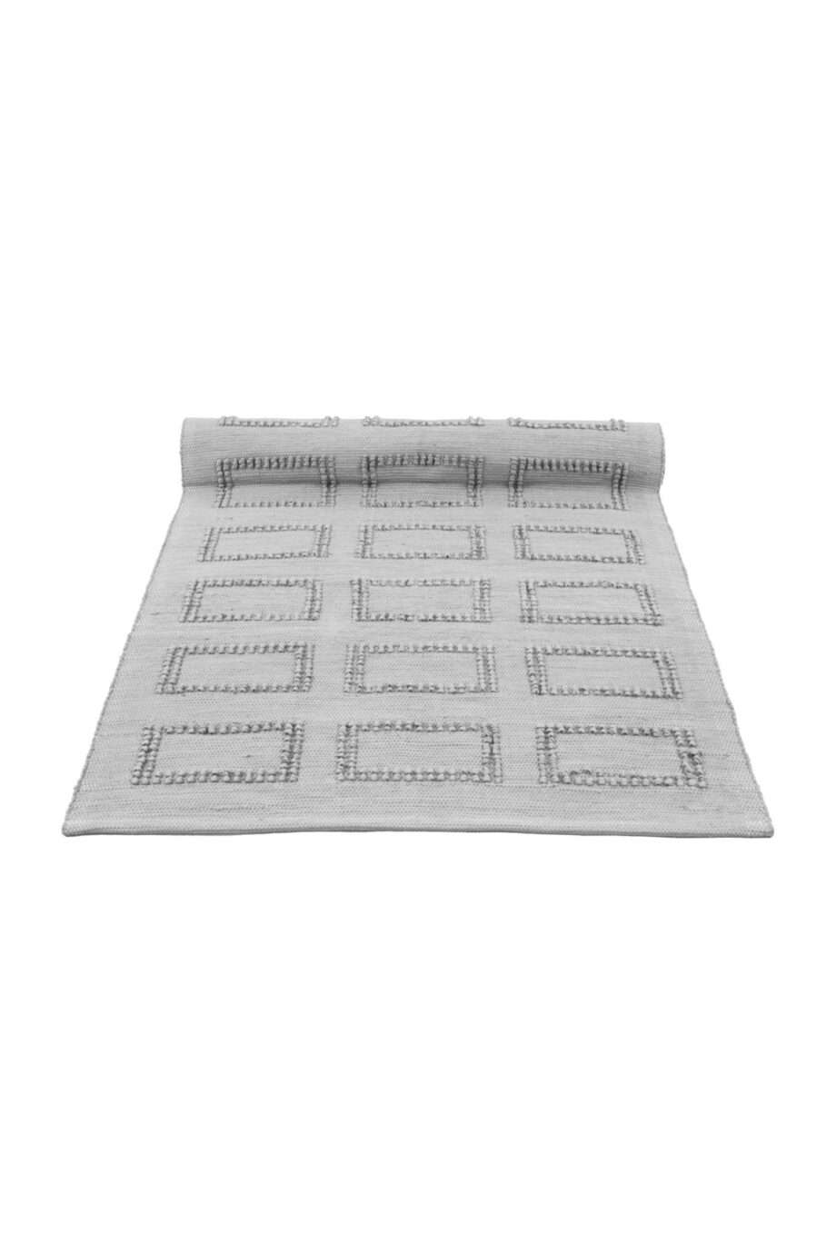 quadro light grey woven cotton floor mat small