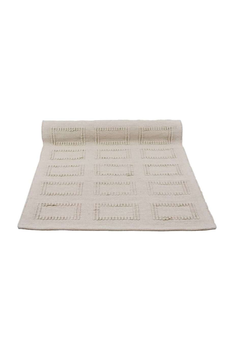 quadro linen woven cotton floor mat small