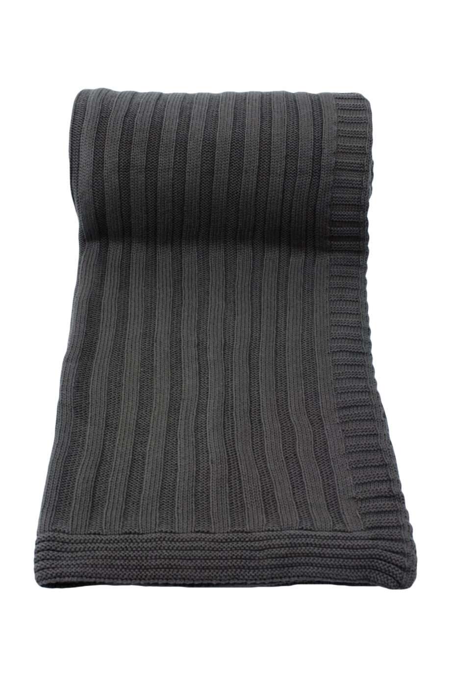 ribs anthracite knitted cotton throw large