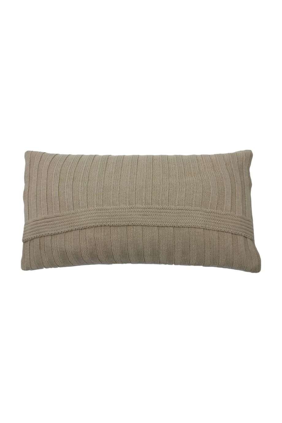 ribs latte knitted cotton pillowcase small