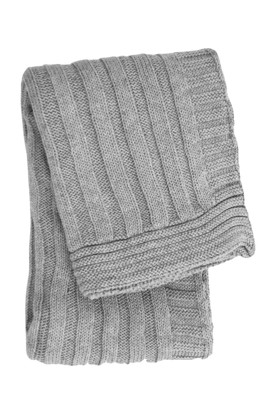 ribs light grey knitted cotton little blanket medium