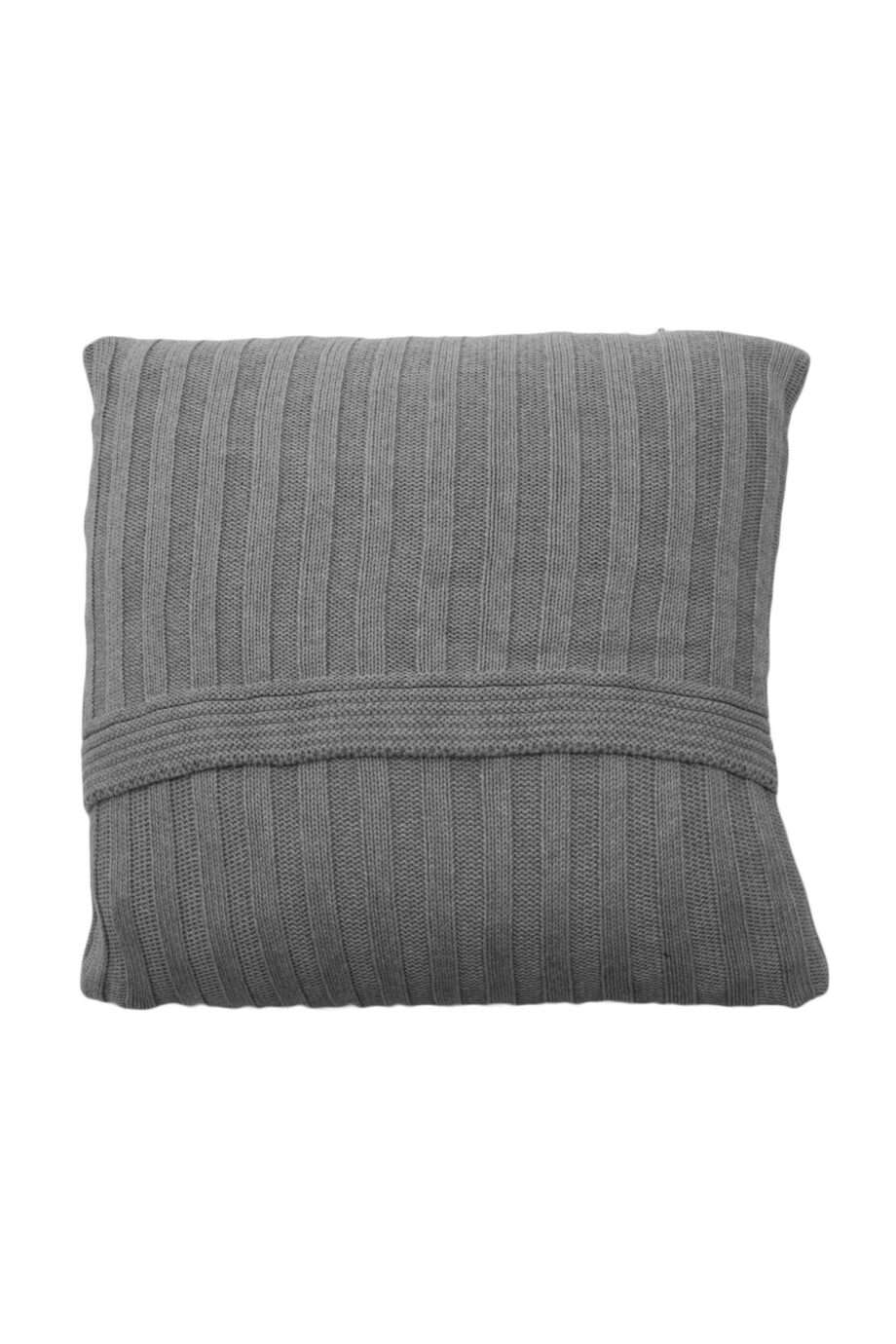 ribs light grey knitted cotton pillowcase medium