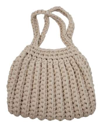 ribs linen crochet cotton bag