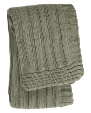 ribs olive green knitted cotton little blanket medium