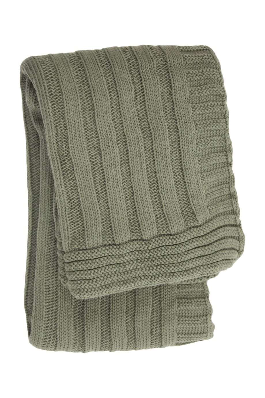ribs olive green knitted cotton little blanket medium