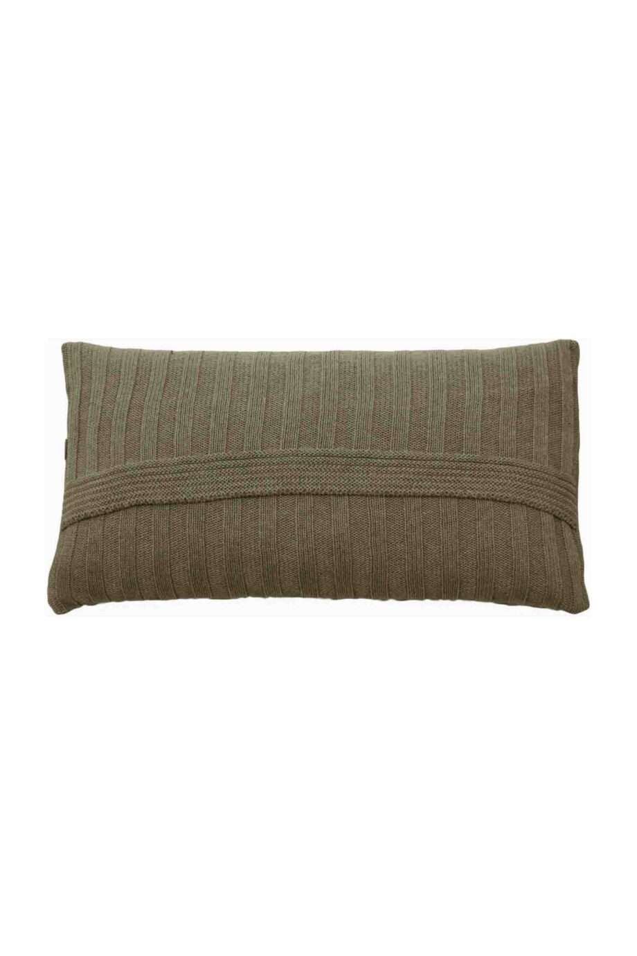 ribs olive green knitted cotton pillowcase small