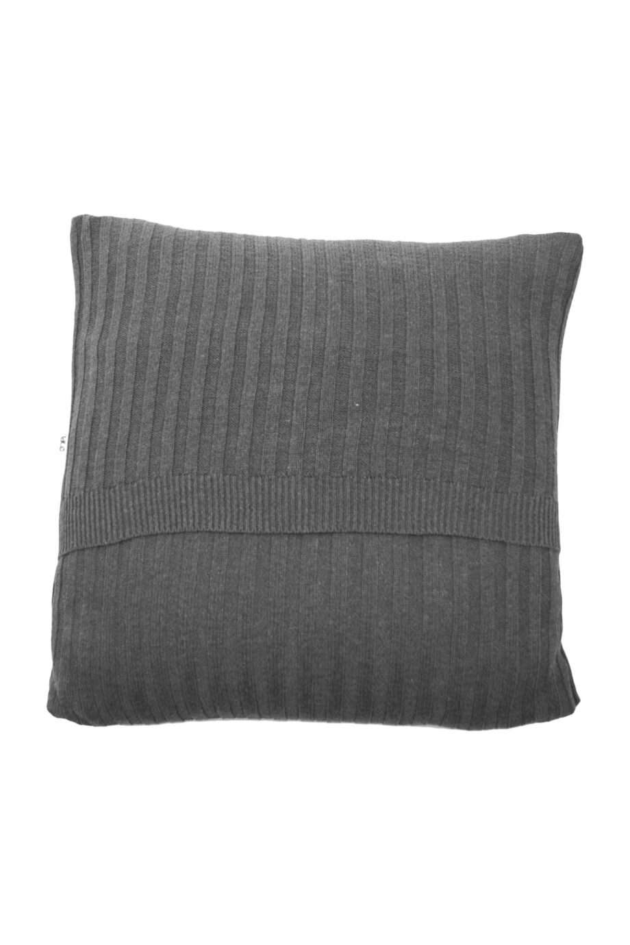 ribs small grey knitted cotton pillowcase medium