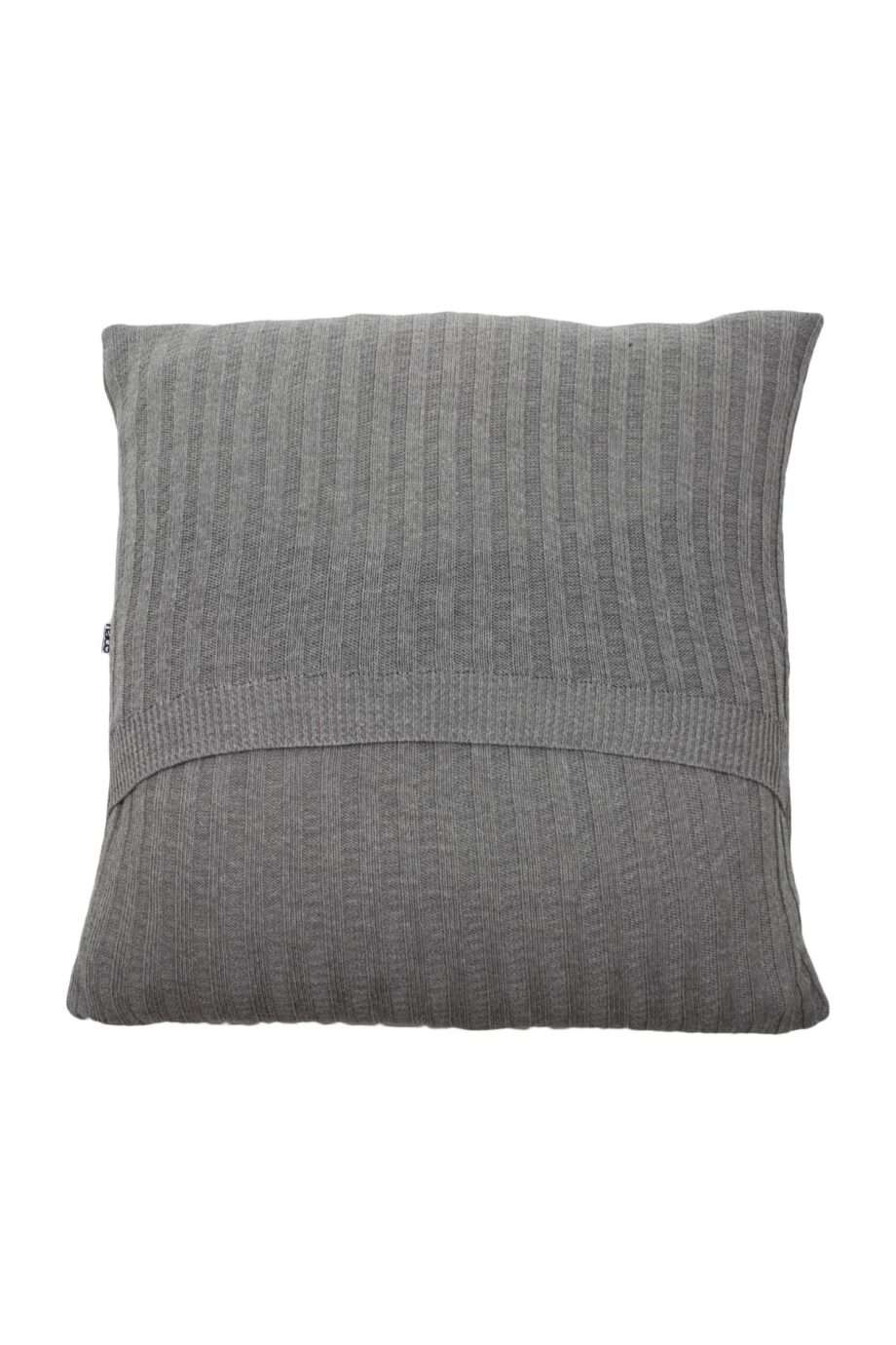 ribs small light grey knitted cotton pillowcase medium