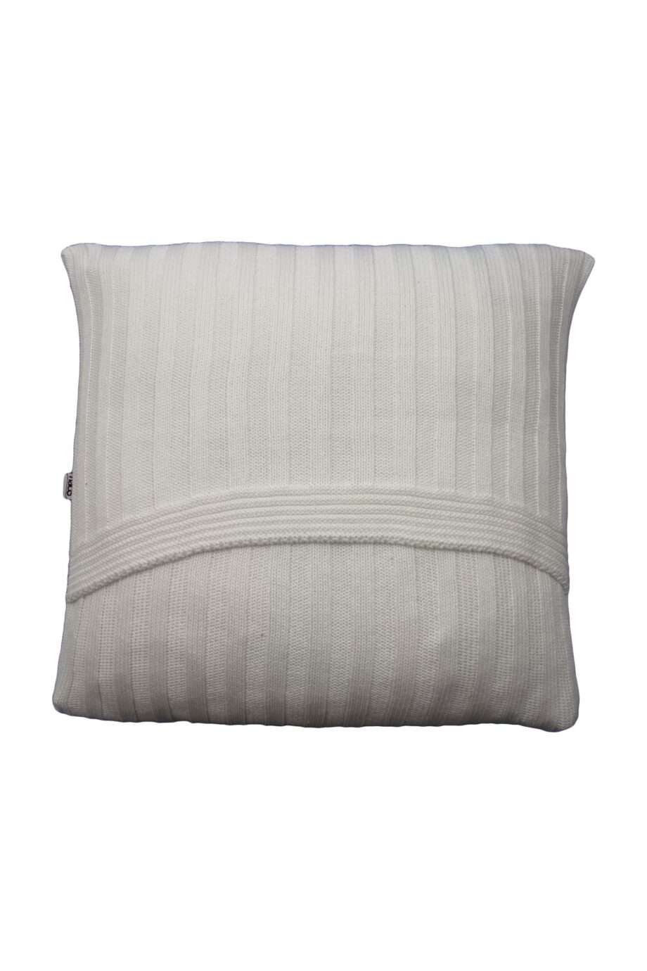 ribs white knitted cotton pillowcase medium