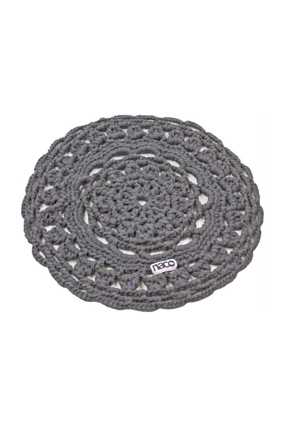 rosette grey crochet cotton placemat small