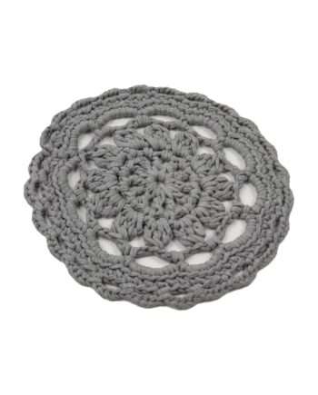 rosette light grey crochet cotton placemat small