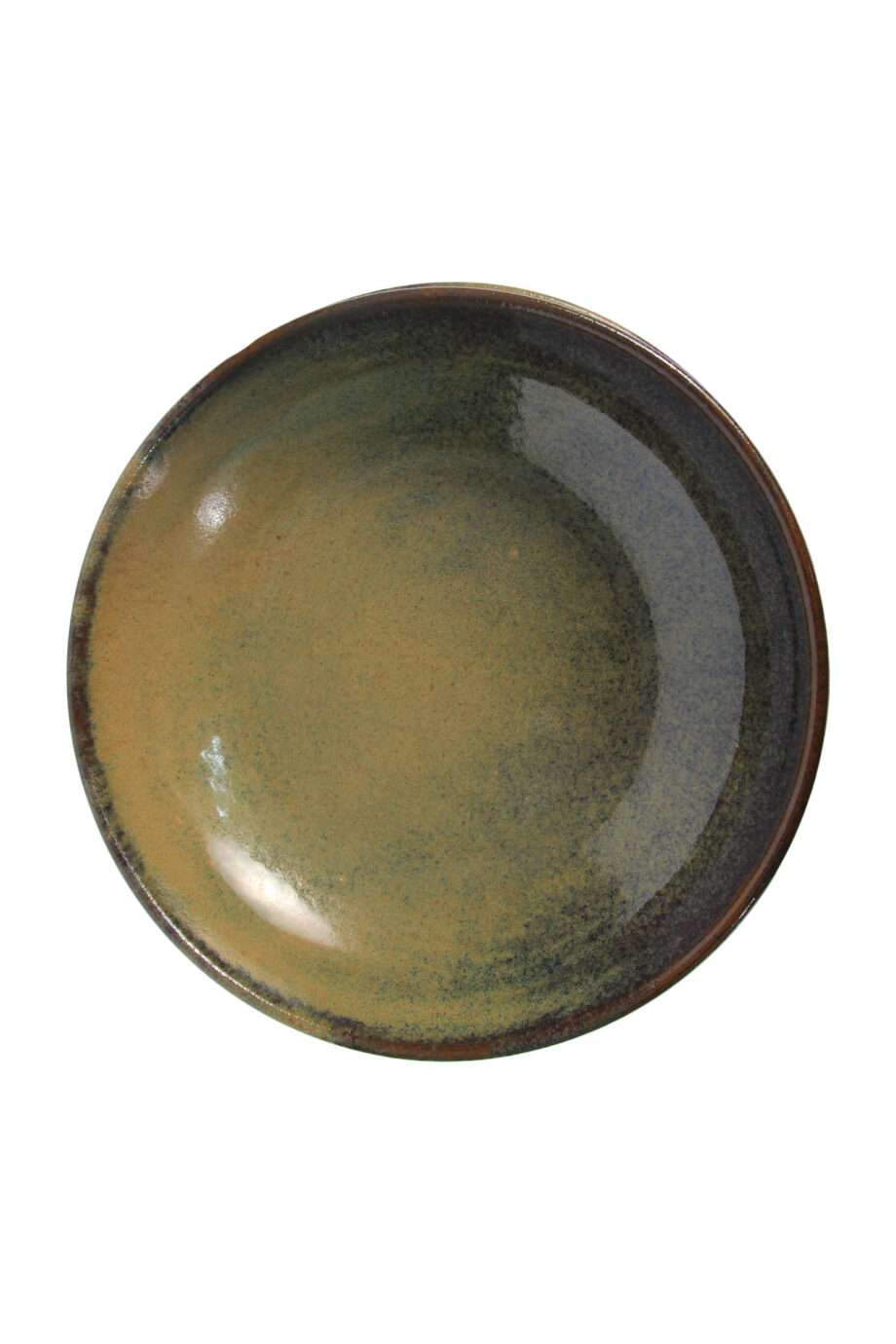 salad bowl ochre glaze ceramic large