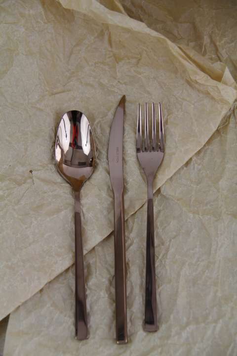 stainless steel cutlery golden yellow diner set