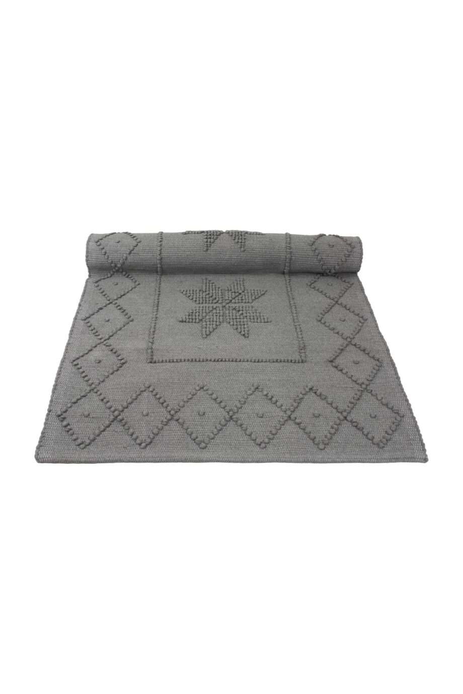 star grey woven cotton floor mat small