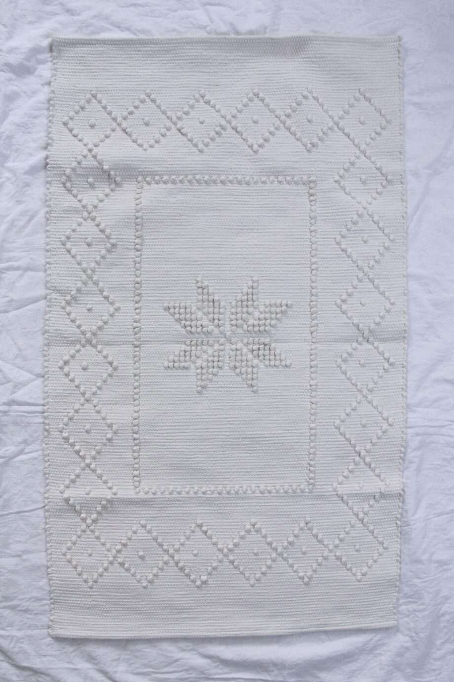 star off-white woven cotton floor mat small