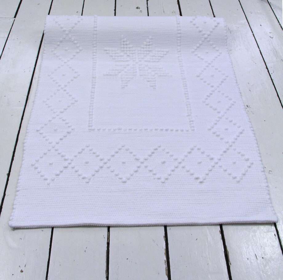 star white woven cotton floor mat small