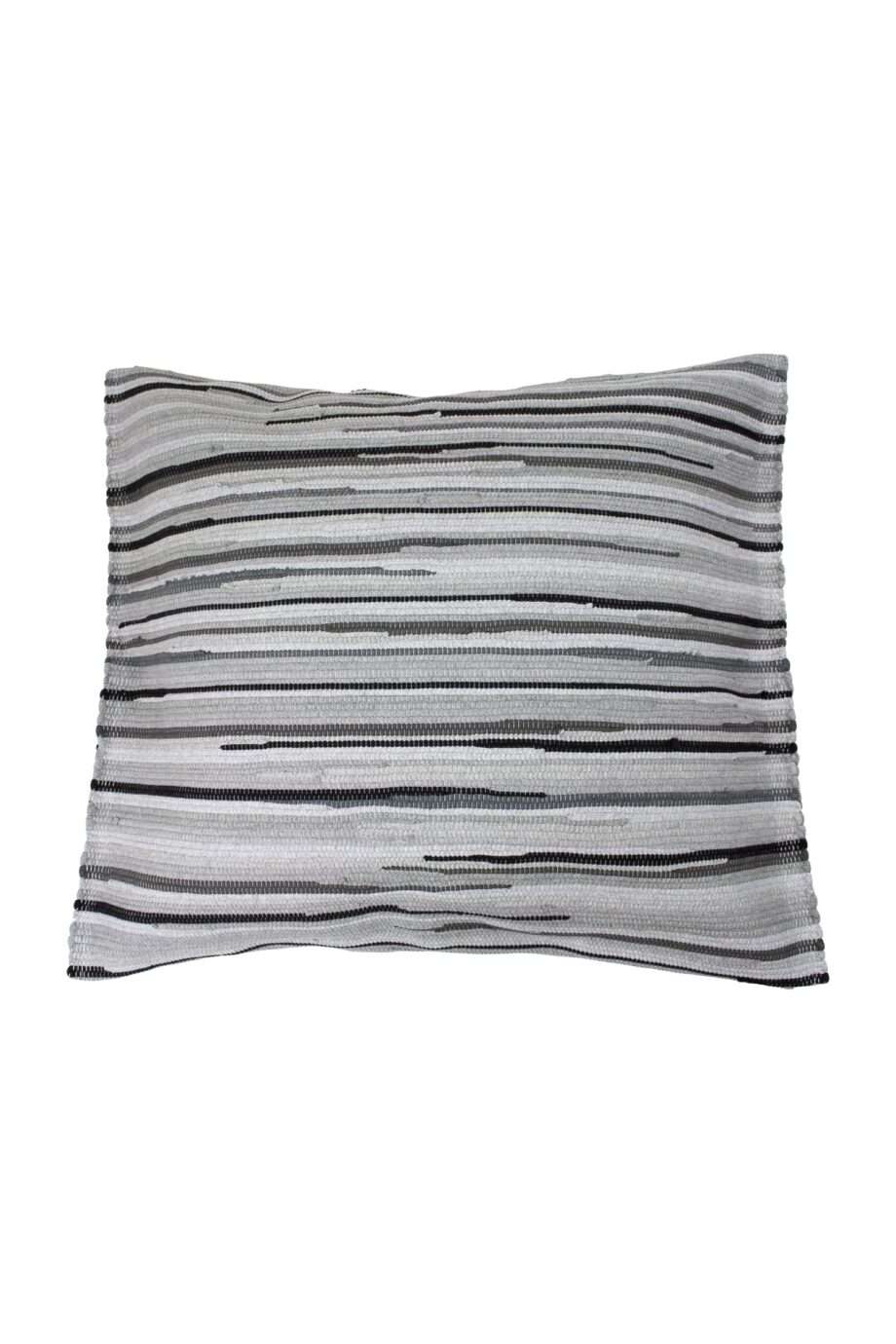 stripy grey woven cotton pillowcase medium