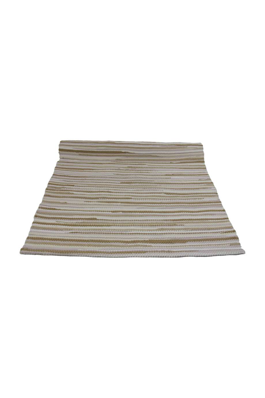 stripy linen woven cotton floor mat small