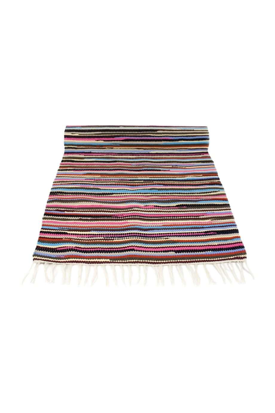 stripy  woven cotton floor runner large