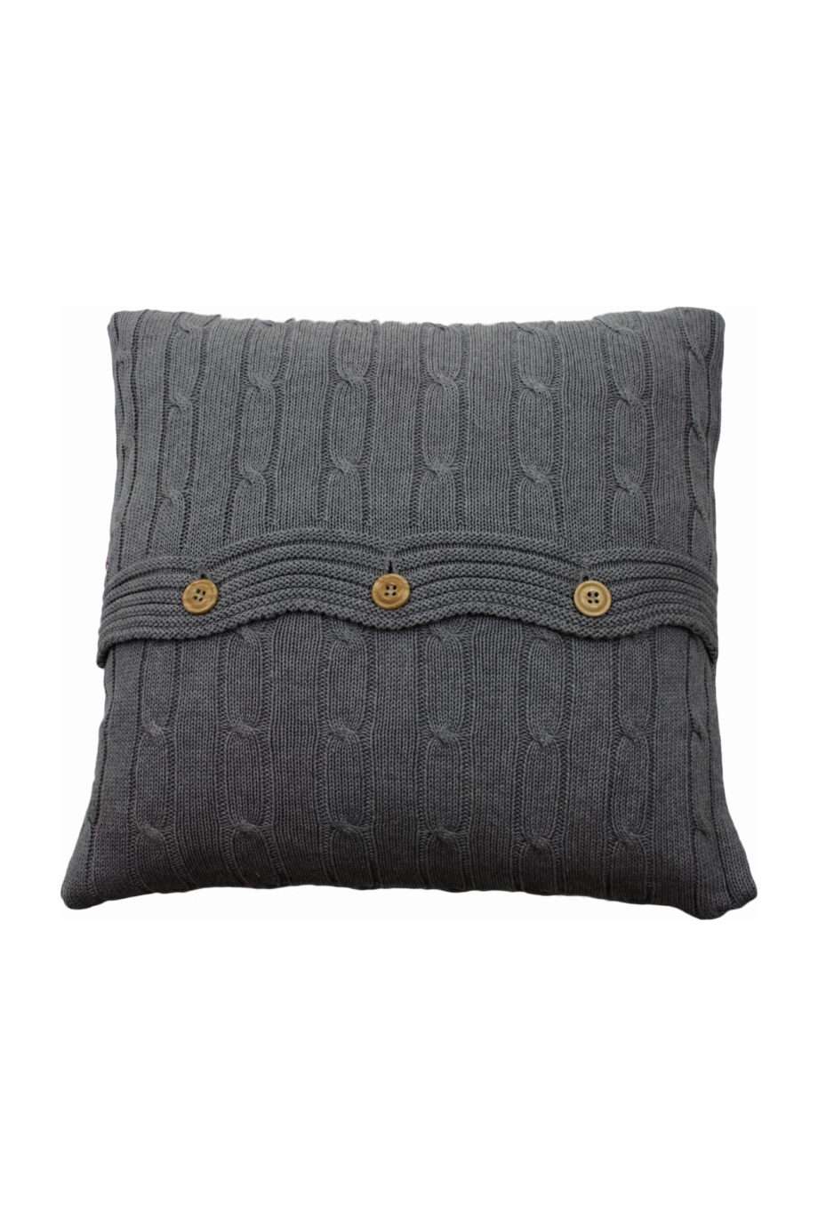 twist anthracite knitted cotton pillowcase medium