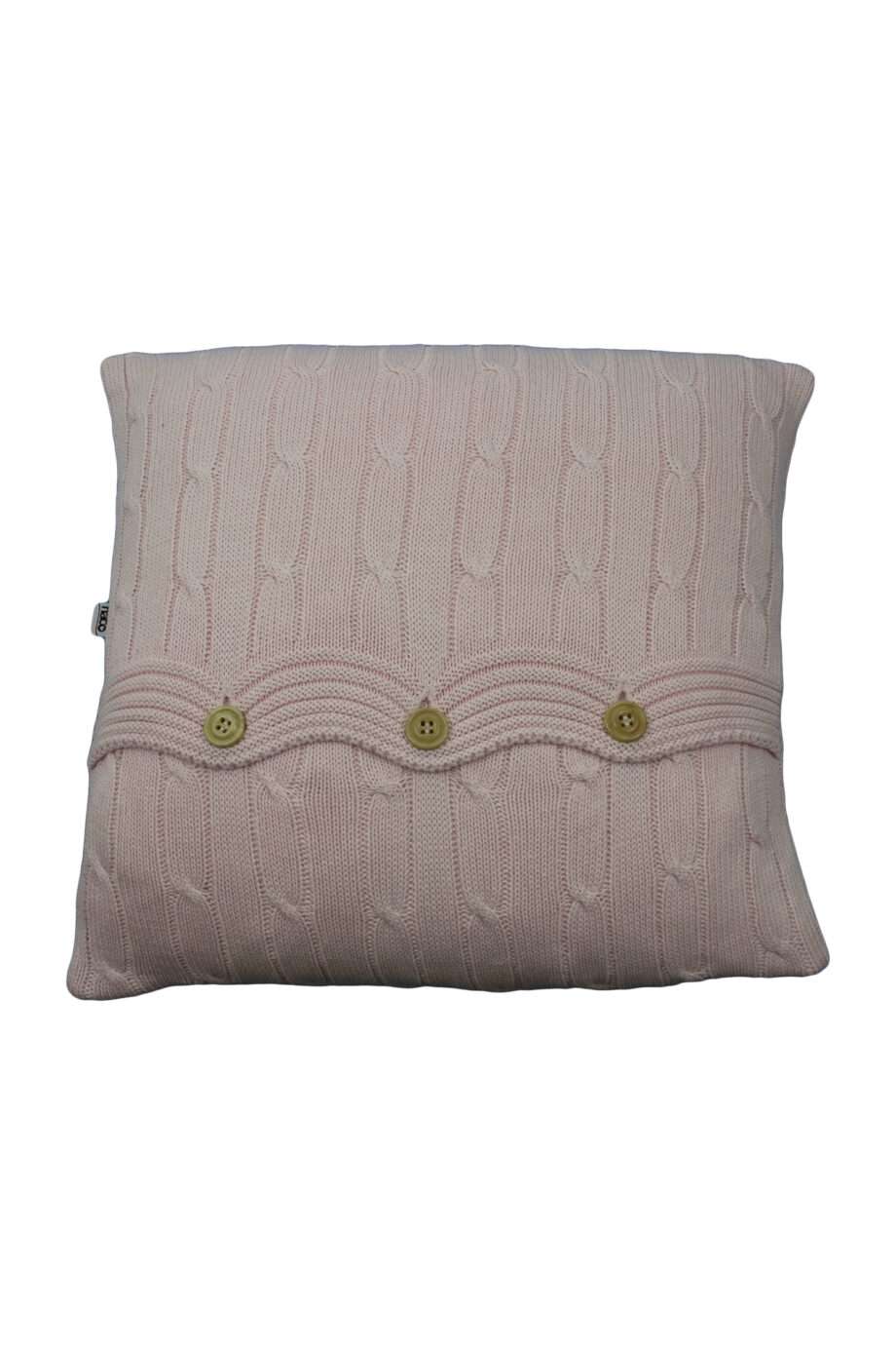 twist baby pink knitted cotton pillowcase medium