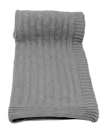 twist grey knitted cotton throw large