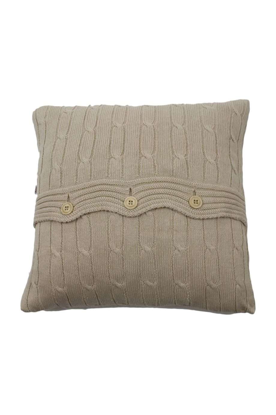 twist latte knitted cotton pillowcase medium