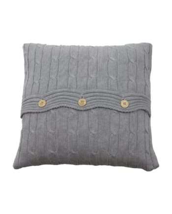 twist light grey knitted cotton pillowcase medium