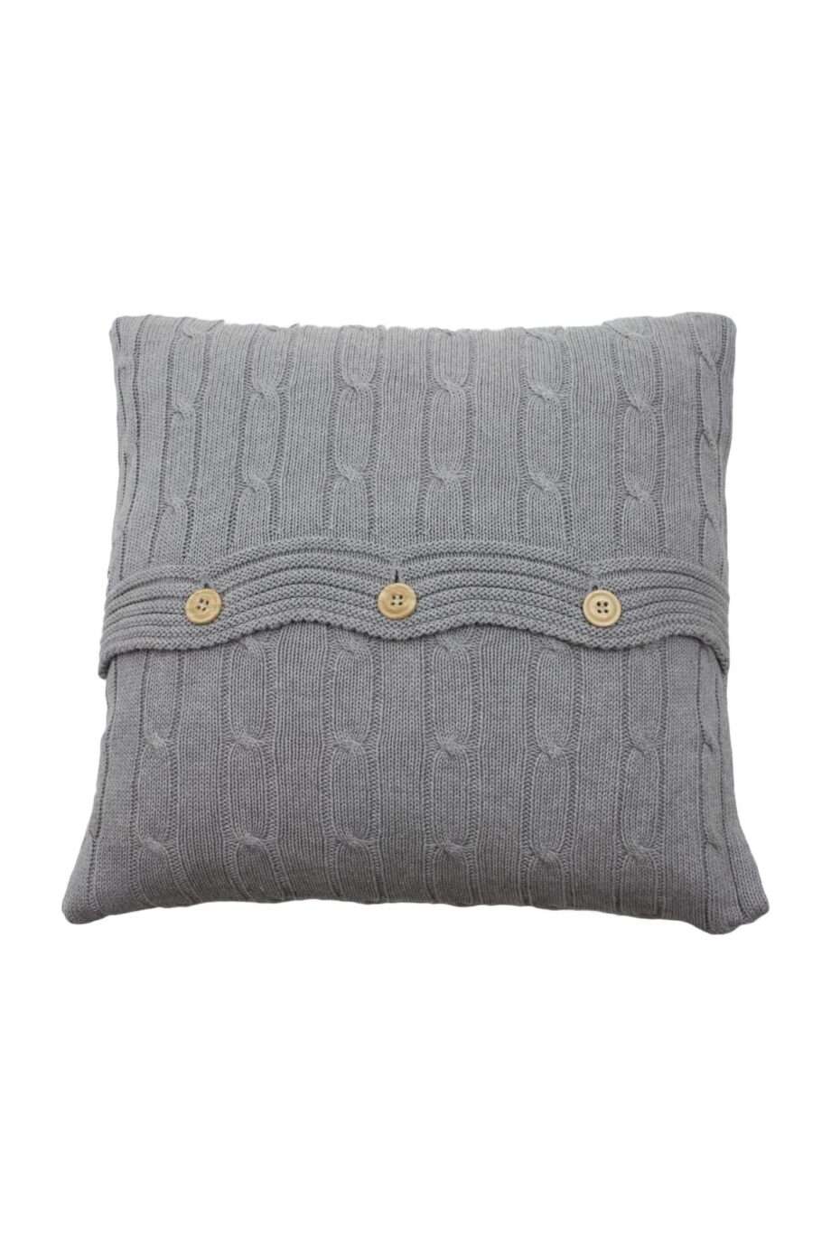 twist light grey knitted cotton pillowcase medium