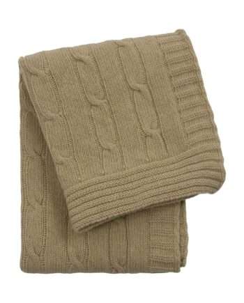 twist ochre knitted woolen little blanket medium