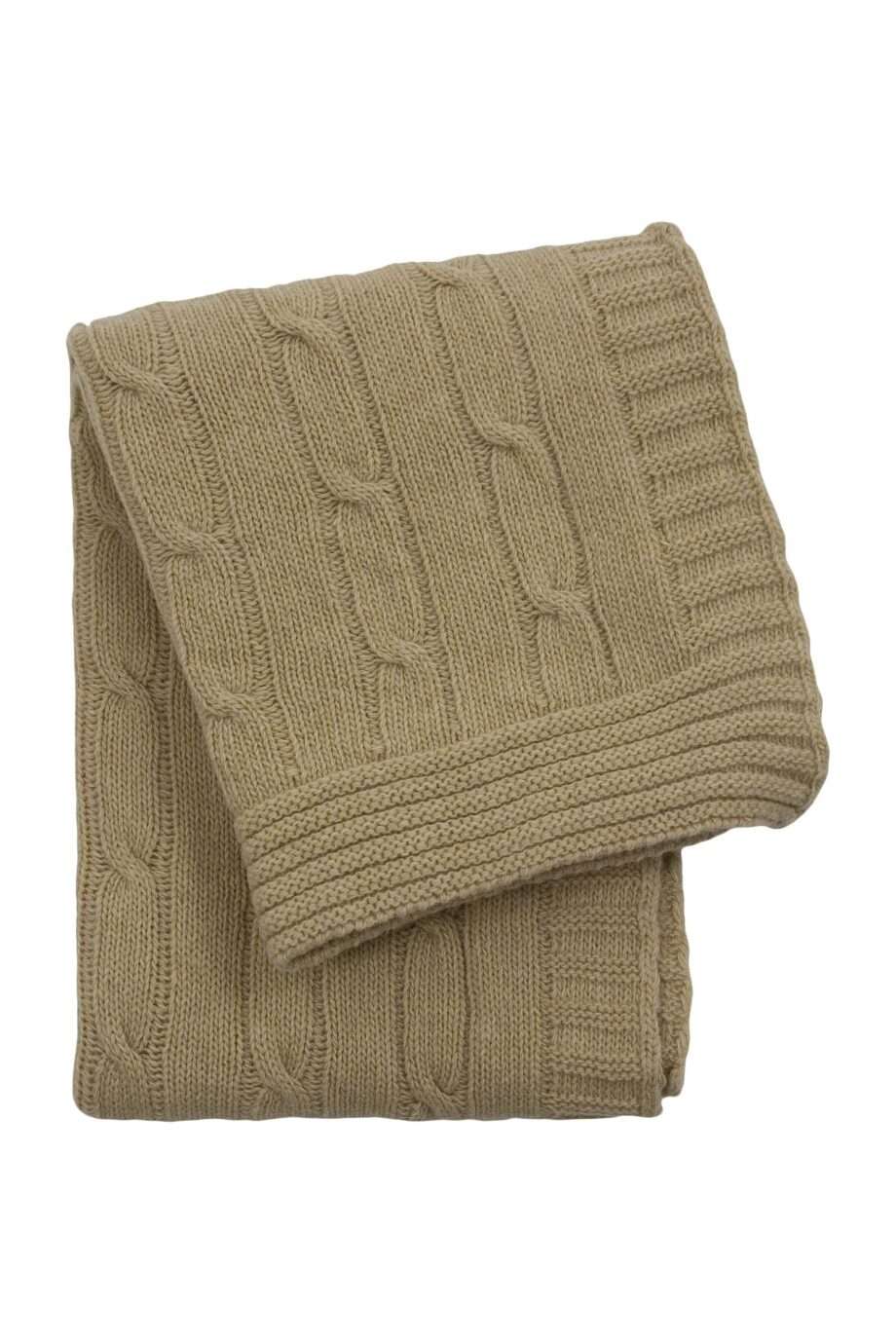 twist ochre knitted woolen little blanket medium