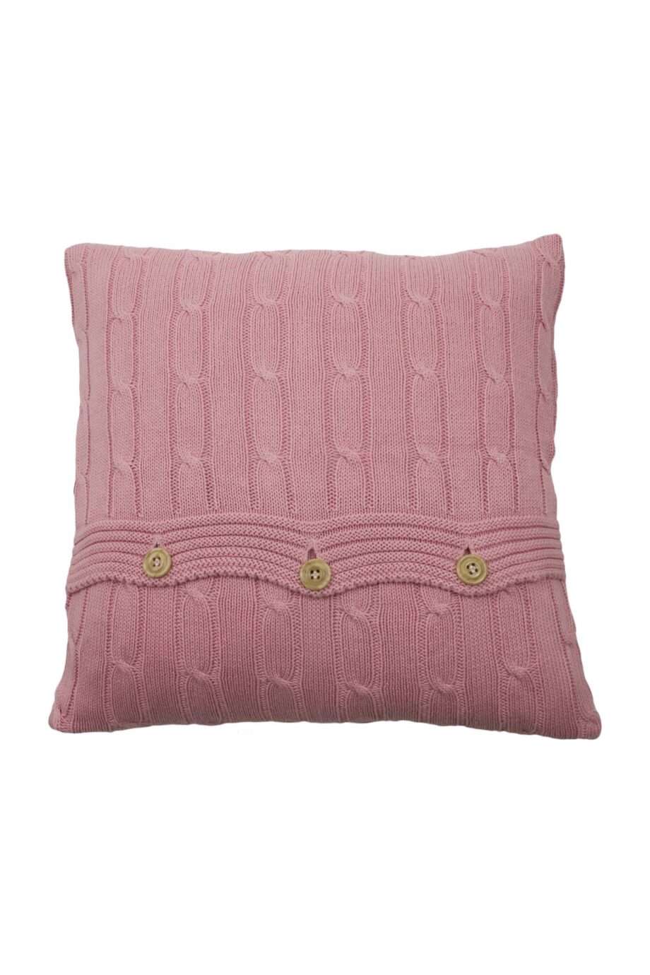 twist old rose knitted cotton pillowcase medium