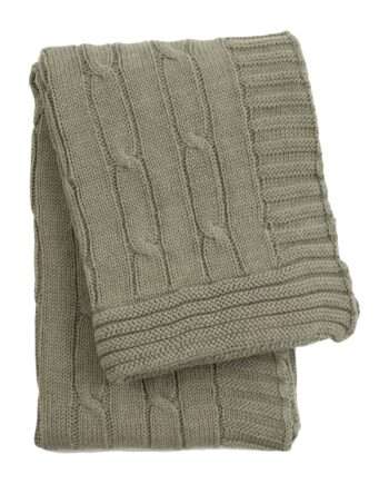 twist olive green knitted cotton little blanket small